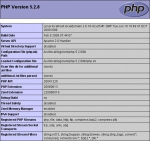 Masquer les options de compilation de PHP Aperçu de PhpInfo